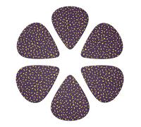 Plettri per chitarra semi-rotondi professionali, confezione da 6, colore: giallo e viola, motivo: leopardo ghepardo, palette premium per chitarre elettriche e acustiche, elementi essenziali per chi