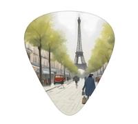 Plettri per chitarra, set da 12 pezzi, comodi da tenere in mano, con bordi lisci, tre spessori da abbinare a Parigi Street Scene Torre Eiffel Immagine