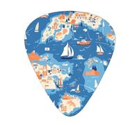 Plettri per chitarra, set da 12 pezzi, comodi da tenere in mano, con bordi lisci, tre spessori da abbinare alla stampa della mappa della Grecia