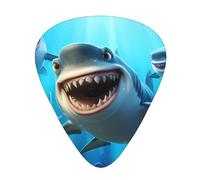 Plettri per chitarra, set da 12 pezzi, comodi da tenere in mano, con bordi lisci, tre spessori da abbinare al motivo con squali dei cartoni animati