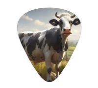 Plettri per chitarra, set da 12 pezzi, comodi da tenere in mano, con bordi lisci, tre spessori da abbinare al motivo della mucca con animali della fattoria