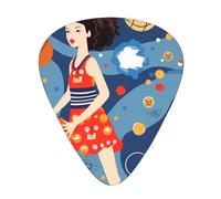 Plettri per chitarra, set da 12 pezzi, comodi da tenere in mano, con bordi lisci, tre spessori da abbinare alle stampe del modello di ragazza di basket