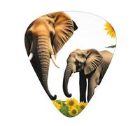 Plettri per chitarra, set da 12 pezzi, comodi da tenere in mano, con bordi lisci, tre spessori da abbinare a madre e bambino, elefante, girasole, immagine