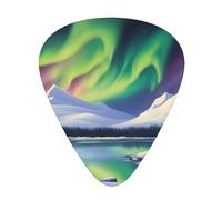 Plettri per chitarra, set da 12 pezzi, comodi da tenere in mano, con bordi lisci, tre spessori da abbinare allo splendido motivo aurora boreale