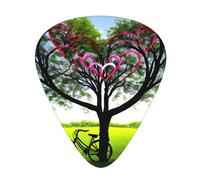 Plettri per chitarra, set da 12 pezzi, comodi da tenere in mano, con bordi lisci, tre spessori da abbinare alla bicicletta sotto l'albero del cuore, motivo romantico