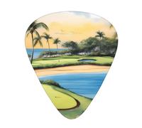 Plettri per chitarra, set da 12 pezzi, comodi da tenere in mano, con bordi lisci, tre spessori da abbinare alle immagini del campo da golf Hawaii Beach