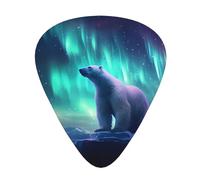 Plettri per chitarra, set da 12 pezzi, comodi da tenere in mano, con bordi lisci, tre spessori da abbinare all'aurora boreale Orso polare Immagine
