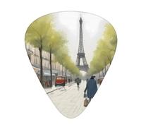 Plettri per chitarra, set da 12 pezzi, comodi da tenere in mano, con bordi lisci, tre spessori da abbinare al motivo Parigi Street Scene Eiffel Tower