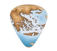 Plettri per chitarra, set da 12 pezzi, comodi da tenere in mano, con bordi lisci, tre spessori da abbinare alla mappa della Grecia Immagine