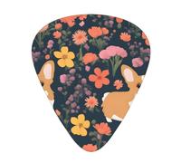 Plettri per chitarra, set da 12 pezzi, comodi da tenere in mano, con bordi lisci, tre spessori da abbinare al motivo floreale Corgi