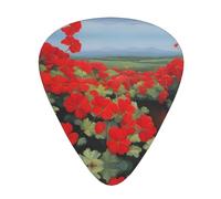 Plettri per chitarra, set da 12 pezzi, comodi da tenere in mano, con bordi lisci, tre spessori da abbinare a piante in vaso di geranio rosso Immagine