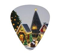 Plettri per chitarra, set da 12 pezzi, comodi da tenere in mano, con bordi lisci, tre spessori da abbinare alle stampe natalizie della casa del villaggio