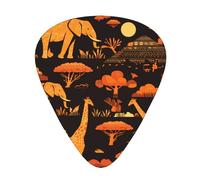 Plettri per chitarra, set da 12 pezzi, comodi da tenere in mano, con bordi lisci, tre spessori da abbinare alla stampa elefante e giraffa al tramonto