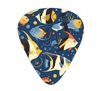 Plettri per chitarra, set da 12 pezzi, comodi da tenere in mano, con bordi lisci, tre spessori da abbinare ai pesci dell'oceano Stampa