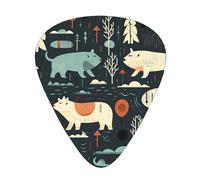 Plettri per chitarra, set da 12 pezzi, comodi da tenere in mano, con bordi lisci, tre spessori da abbinare a lodge, orso, cervo, pesce. Stampa