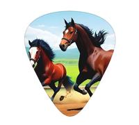 Plettri per chitarra, set da 12 pezzi, comodi da tenere in mano, con bordi lisci, tre spessori da abbinare a animali, cavallo e corsa