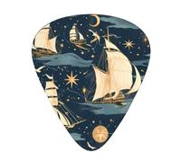 Plettri per chitarra, set da 12 pezzi, comodi da tenere in mano, con bordi lisci, tre spessori da abbinare alla luna piena della barca a vela dei pirati