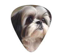 Plettri per chitarra, set da 12 pezzi, comodi da tenere in mano, con bordi lisci, tre spessori per abbinare l'immagine del cane Shih Tzu