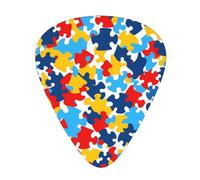 Plettri per chitarra, set da 12 pezzi, comodi da tenere in mano, con bordi lisci, tre spessori per abbinare la consapevolezza dell'autismo, pezzi di puzzle a forma di cuore