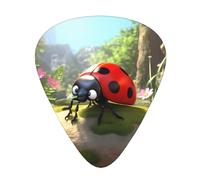 Plettri per chitarra, set da 12 pezzi, comodi in mano, con bordi lisci, tre spessori da abbinare a cartone animato rosso coccinella immagine