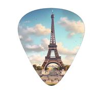 Plettri per chitarra, set da 12 pezzi, comodi in mano, con bordi lisci, tre spessori da abbinare all'immagine vintage della Torre Eiffel