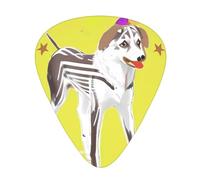 Plettri per chitarra Set da 12 pezzi Comodo in mano con bordi lisci Tre spessori da abbinare Cartoon cane grigio e bianco Immagine