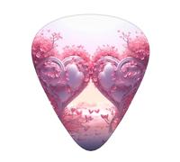 Plettri per chitarra Set da 12 pezzi Comodo in mano con bordi lisci Tre spessori da abbinare Due cuori rosa Immagine