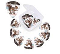 Plettri per chitarra "Skiing Squirrel", confezione da 12, con scatola organizer, 3 diversi spessori, inclusi plettri sottili, medi e pesanti.