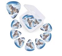 Plettri per chitarra Snow Leopard Mountain, confezione da 12, con scatola organizer, 3 diversi spessori, inclusi plettri sottili, medi e pesanti.