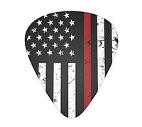 Plettri per Chitarra sottile linea rossa American hockey flag black Confezione Celluloide 12 Pz Plettri per Chitarra Acustica, Basso e Chitarra Elettrica (Sottili/Medi/Pesanti)