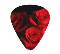 Plettri per chitarra Stampa rose rosse Ukulele Basso Chitarre acustiche elettriche Sottile Medio Pesante Confezione da 12 (0,46/0,71/0,96 mm)