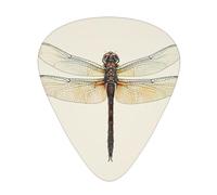Plettri per chitarra stampati a forma di libellula, 12 pezzi, in una scatola, per un suono limpido, per ukulele, chitarra acustica, basso (0,46 0,71 0,96 mm)
