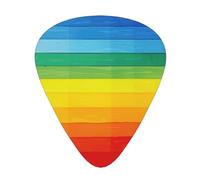 Plettri per chitarra stampati a strisce arcobaleno colorate, 12 pezzi, in una scatola, per un suono limpido, per ukulele, chitarra acustica, basso (0,46 0,71 0,96 mm)