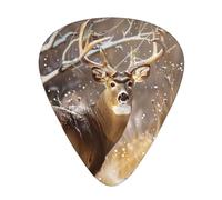 Plettri per chitarra stampati con cervo dalla coda bianca, 12 pezzi in una scatola, per un suono limpido, per ukulele, chitarra acustica, basso (0,46 0,71 0,96 mm)