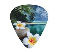 Plettri per chitarra stampati con fiori tropicali e pietre zen, 12 pezzi in una scatola, per un suono limpido, per ukulele, chitarra acustica, basso (0,46 0,71 0,96 mm)