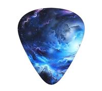 Plettri per chitarra stampati con galassia blu, 12 pezzi, in una scatola, per un suono limpido, per ukulele, chitarra acustica, basso (0,46 0,71 0,96 mm)