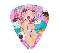 Plettri per chitarra stampati con gelato dolce, 12 pezzi, in una scatola, che rendono il suono chiaro per ukulele, chitarra acustica, basso (0,46 0,71 0,96 mm)