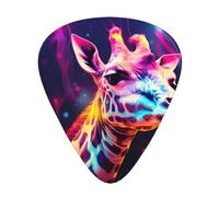 Plettri per chitarra stampati con giraffa colorata, set da 12 pezzi con stili sottili, medi e spessi, viene fornito con una custodia