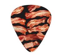 Plettri per chitarra stampati con motivo a pancetta, 12 pezzi, in una scatola, per un suono limpido, per ukulele, chitarra acustica, basso (0,46 0,71 0,96 mm)