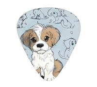 Plettri per chitarra stampati con motivo "Cucciolo scarabocchi", 12 pezzi, in una scatola, che rendono il suono chiaro, per ukulele, chitarra acustica, basso (0,46 0,71 0,96 mm)