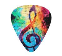 Plettri per chitarra stampati con note musicali colorate, 12 pezzi, in una scatola, per un suono limpido, per ukulele, chitarra acustica, basso (0,46 0,71 0,96 mm)