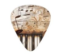 Plettri per chitarra stampati con note musicali per pianoforte e violino, 12 pezzi, in una scatola, per un suono chiaro, ukulele, chitarra acustica elettrica, basso (0,46 0,71 0,96 mm)