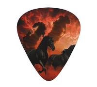 Plettri per chitarra stampati con nuvole rosse e cavalli neri, 12 pezzi, in una scatola, per un suono limpido, per ukulele, chitarra acustica, basso (0,46 0,71 0,96 mm)