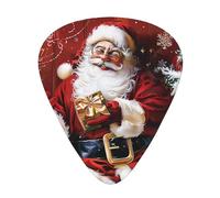 Plettri per chitarra stampati con regali di Natale di Babbo Natale, 12 pezzi, in una scatola, che rendono il suono chiaro, per ukulele, chitarra acustica, basso (0,46 0,71 0,96 mm)