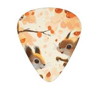 Plettri per chitarra stampati con simpatici scoiattoli, 12 pezzi, in una scatola, per un suono limpido, per ukulele, chitarra acustica, basso (0,46 0,71 0,96 mm)