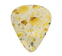 Plettri per chitarra stampati in marmo giallo, 12 pezzi, in una scatola, per un suono limpido, per ukulele, chitarra acustica, basso (0,46 0,71 0,96 mm)