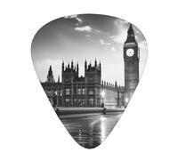 Plettri per chitarra stampati London, 12 pezzi, in una scatola, per un suono chiaro, per ukulele, chitarra acustica, basso (0,46 0,71 0,96 mm)