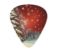 Plettri per chitarra stampati natalizi, 12 pezzi, in una scatola, per un suono limpido, per ukulele, chitarra acustica, basso (0,46 0,71 0,96 mm)