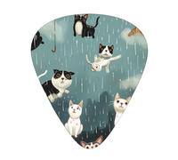 Plettri per chitarra stampati Raining Cats & Dogs, 12 pezzi, in una scatola, che rendono il suono chiaro, per ukulele, chitarra acustica, basso (0,46 0,71 0,96 mm)