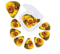 Plettri per chitarra Sunflower Butterfly Sunny, confezione da 12, con scatola organizer, 3 diversi spessori, inclusi plettri sottili, medi e pesanti.